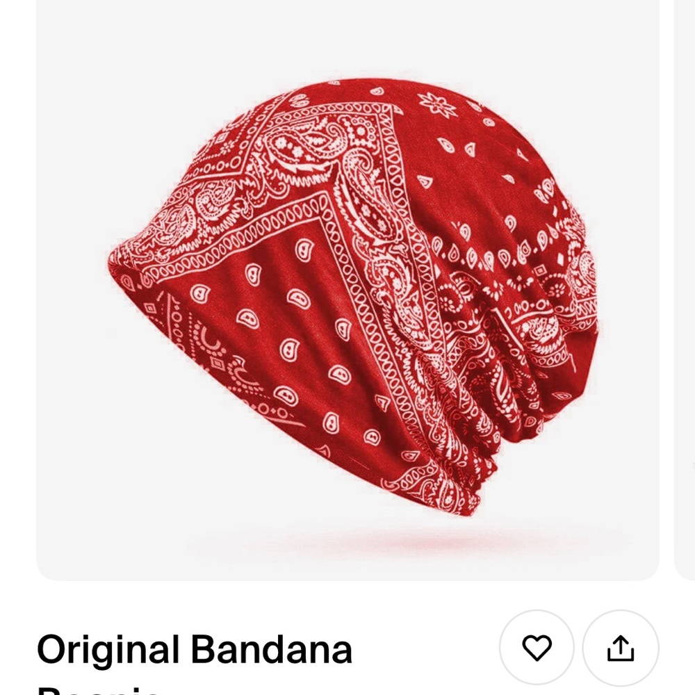 Red Bandana Print Beanie